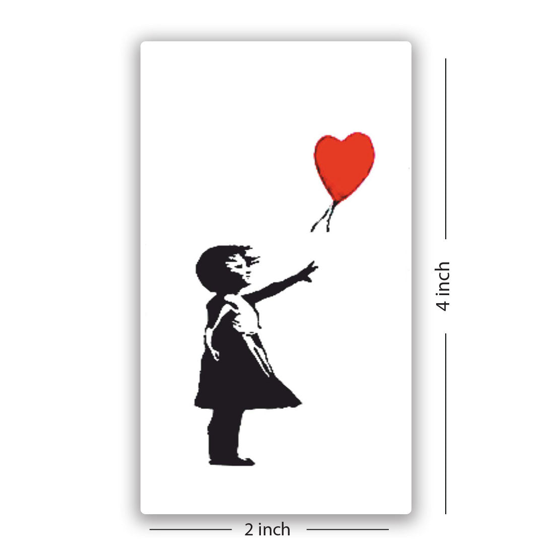 Banksy Girl with Heart Balloon Temporary Waterproof Tattoo For Men and Women