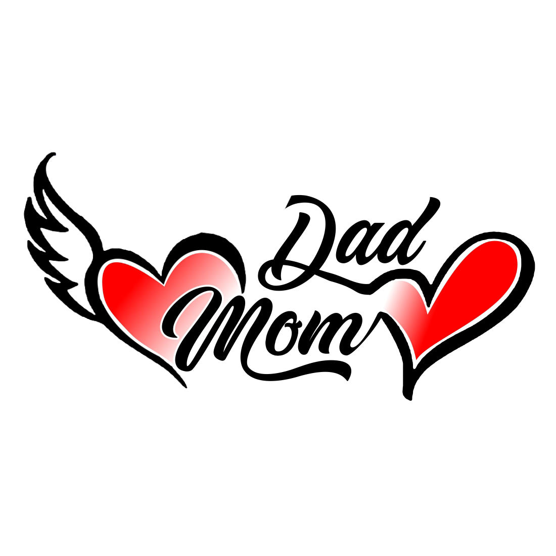 Wing with Heart Mom Dad Tattoo Waterproof Men and Girl Temporary Body Tattoo