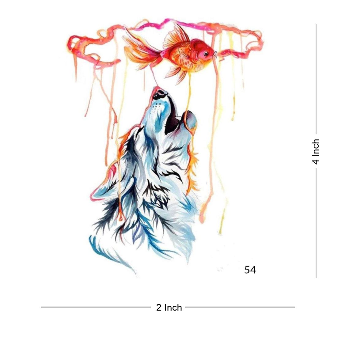 Hungry Dog with Fish Tattoo Waterproof Male and Female Temporary Body Tattoo - Temporarytattoowala