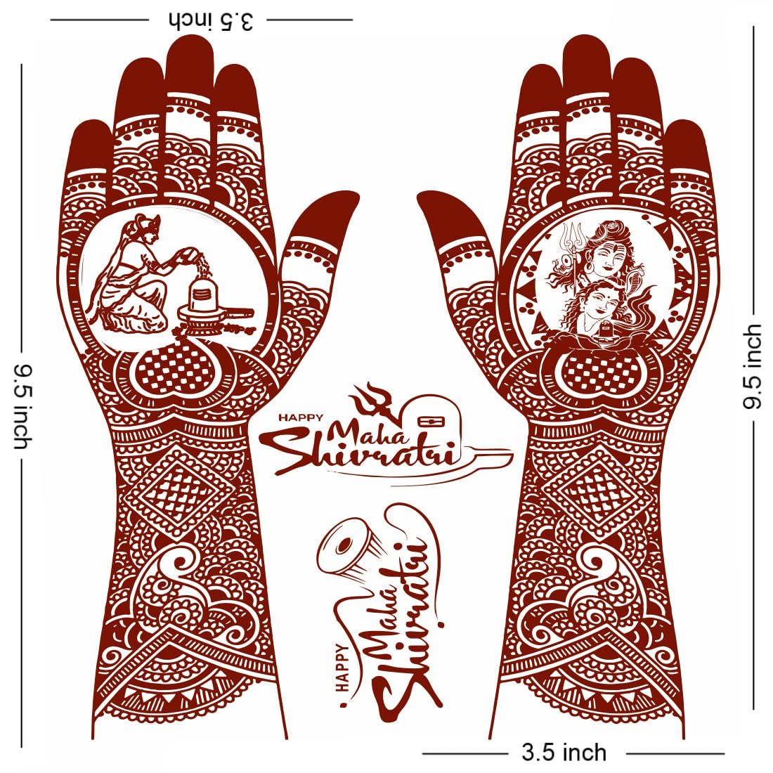 Mehndi Design Shivratri Special Temporary Tattoo For Girls & Women Waterproof