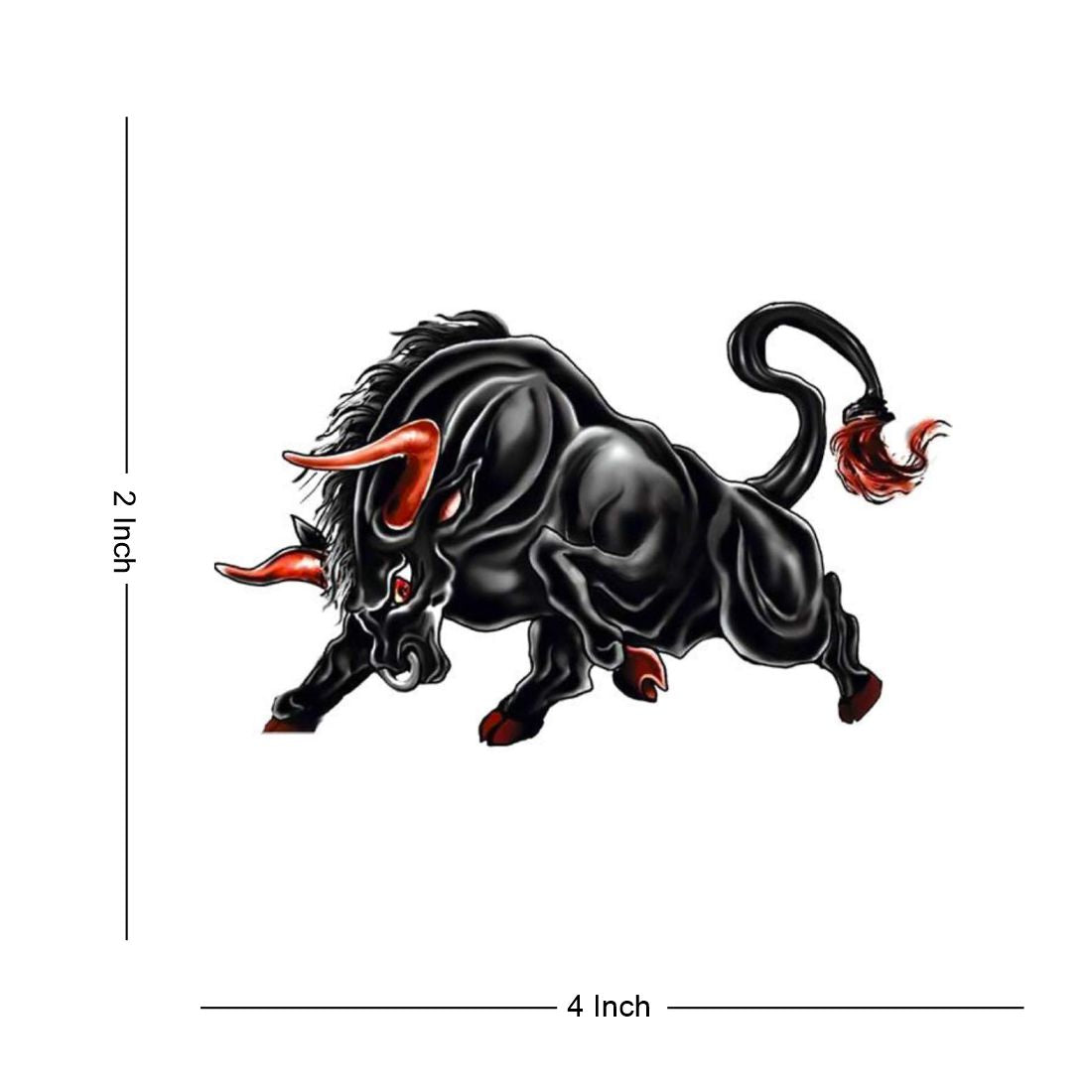 Black Angry Bull Tattoo Waterproof Male and Female Temporary Body Tattoo - Temporarytattoowala