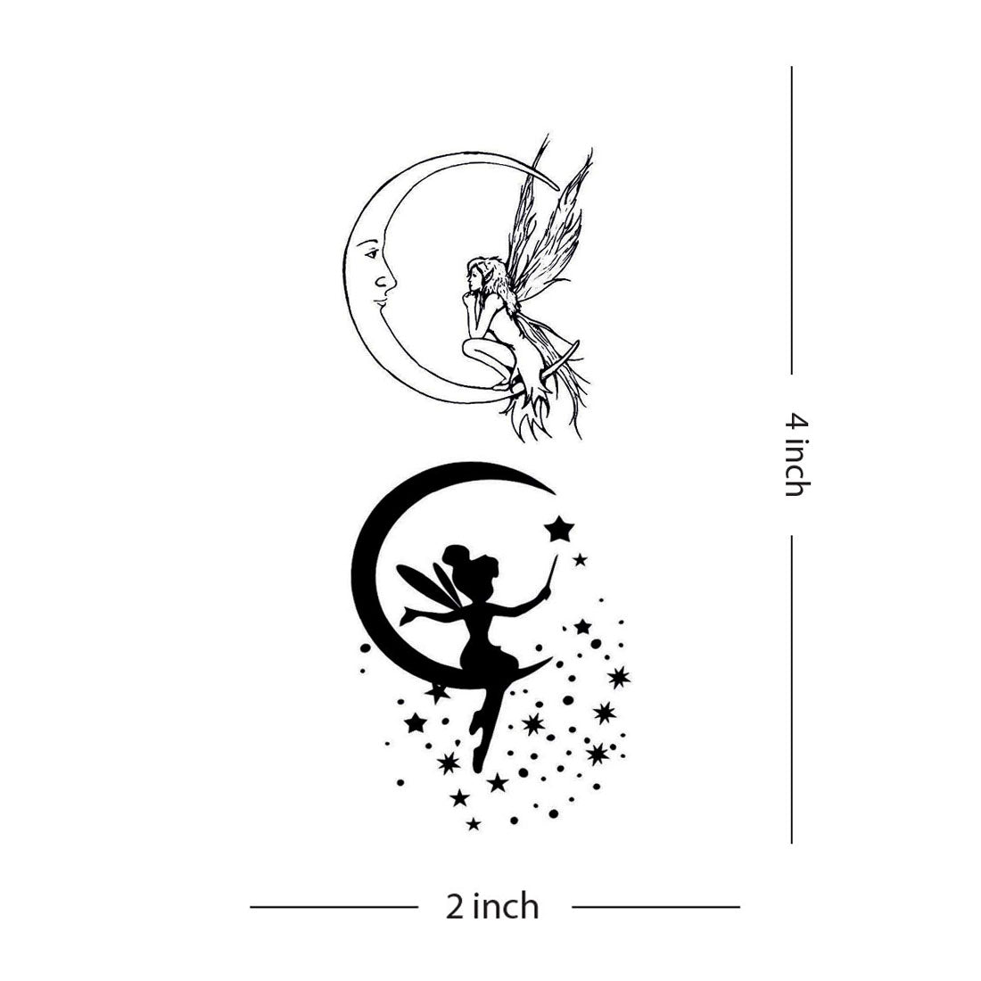 Angel Fairy On Half Moon Temporary Waterproof Tattoo For Men and Women