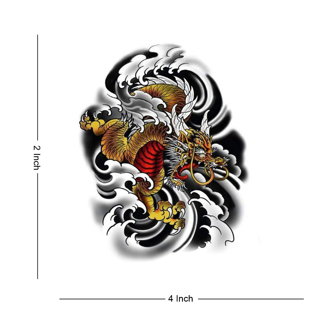 Angry Dragon Tattoo Waterproof Male and Female Temporary Body Tattoo - Temporarytattoowala