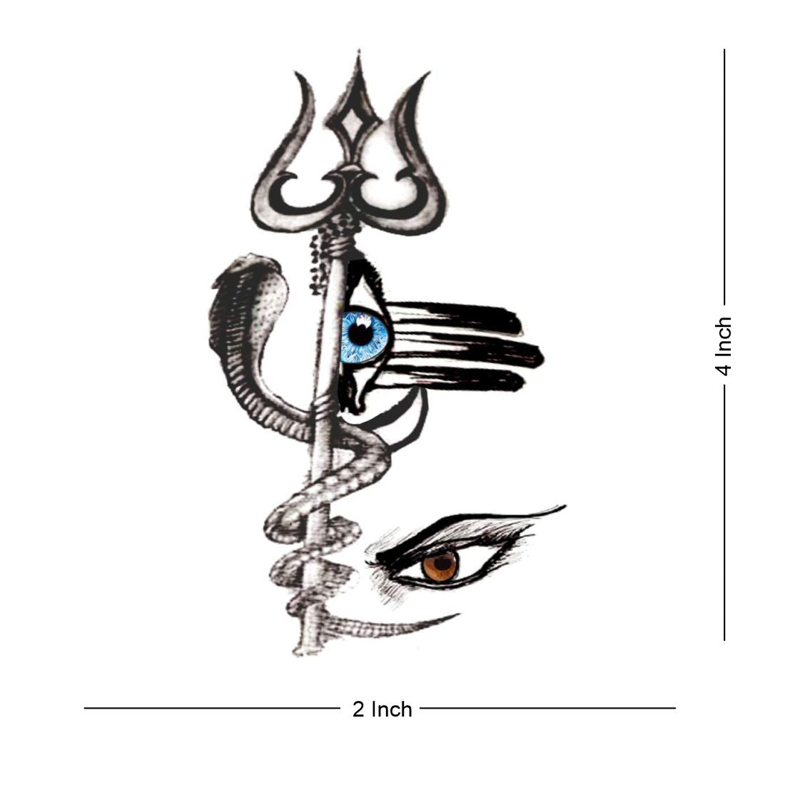 Black Ink Shiva And Trishul Tattoo On Chest - Tattoos Designs