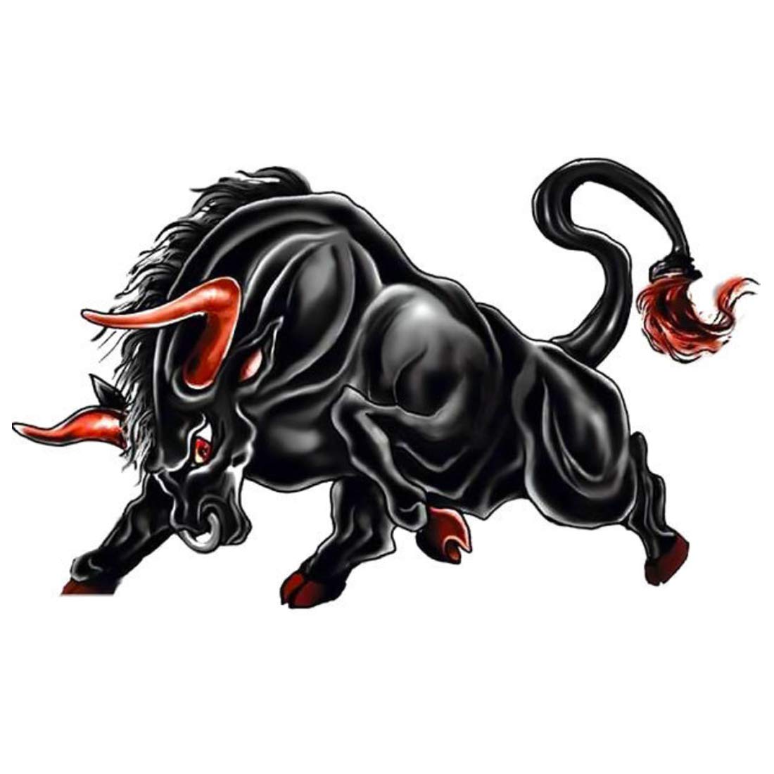 Black Angry Bull Tattoo Waterproof Male and Female Temporary Body Tattoo - Temporarytattoowala