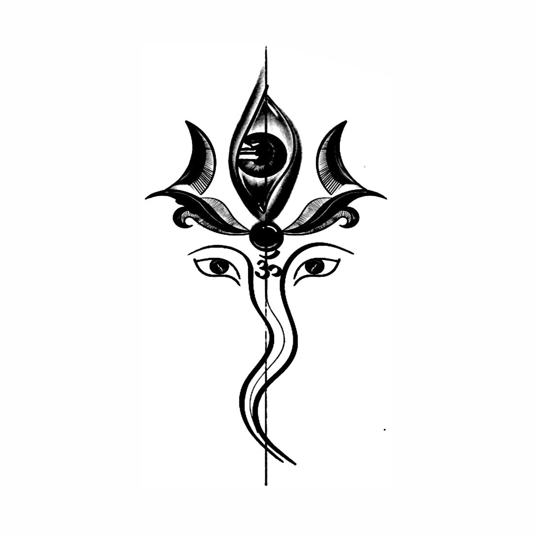 Komstec God Om Colour Trishul Ganesha ji Pack 4 Temporary Tattoo Spiritual  2x4 inch