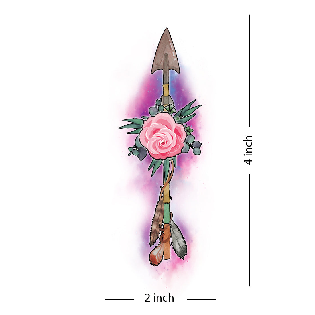 Flower with Arrow Tattoo Waterproof For Boys and Girls Temporary Body Tattoo